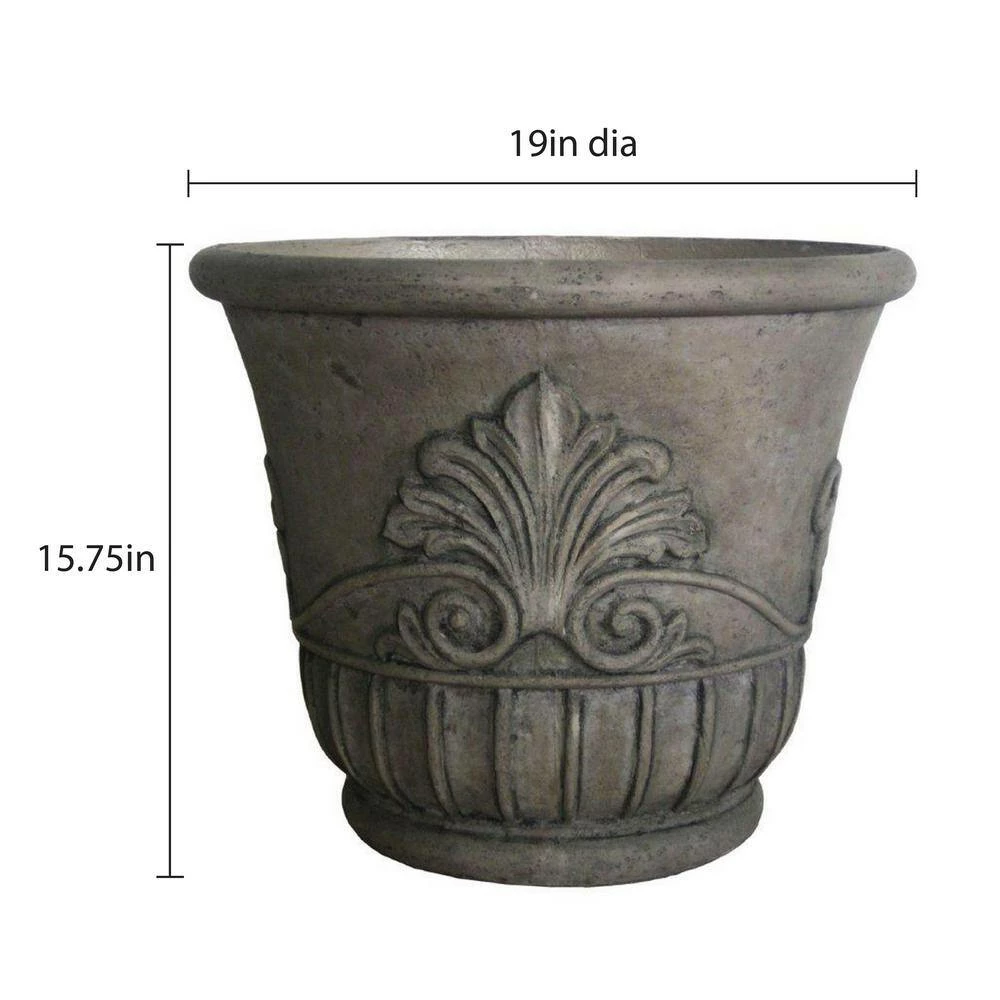 Buy ⭐ MPG 19 in. D Special Aged Granite Cast Stone Italian Leaf Pot 🤩 - Image 3