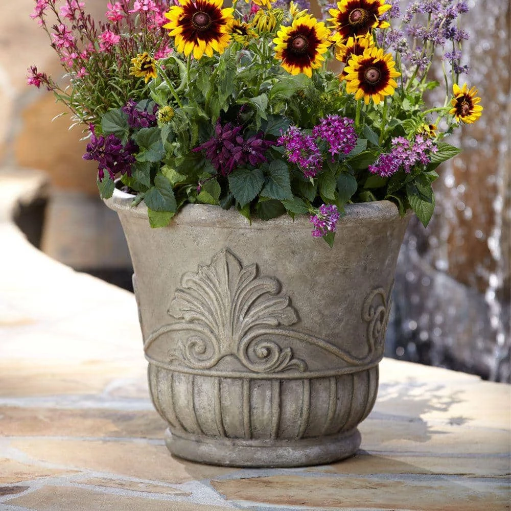 Buy ⭐ MPG 19 in. D Special Aged Granite Cast Stone Italian Leaf Pot 🤩 - Image 2