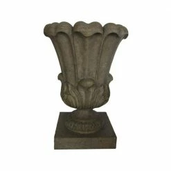 Outlet 🛒 MPG 20-1/2 in. x 29 in. Cast Stone Fiberglass Large Leaf Urn in Special Aged Granite 😉