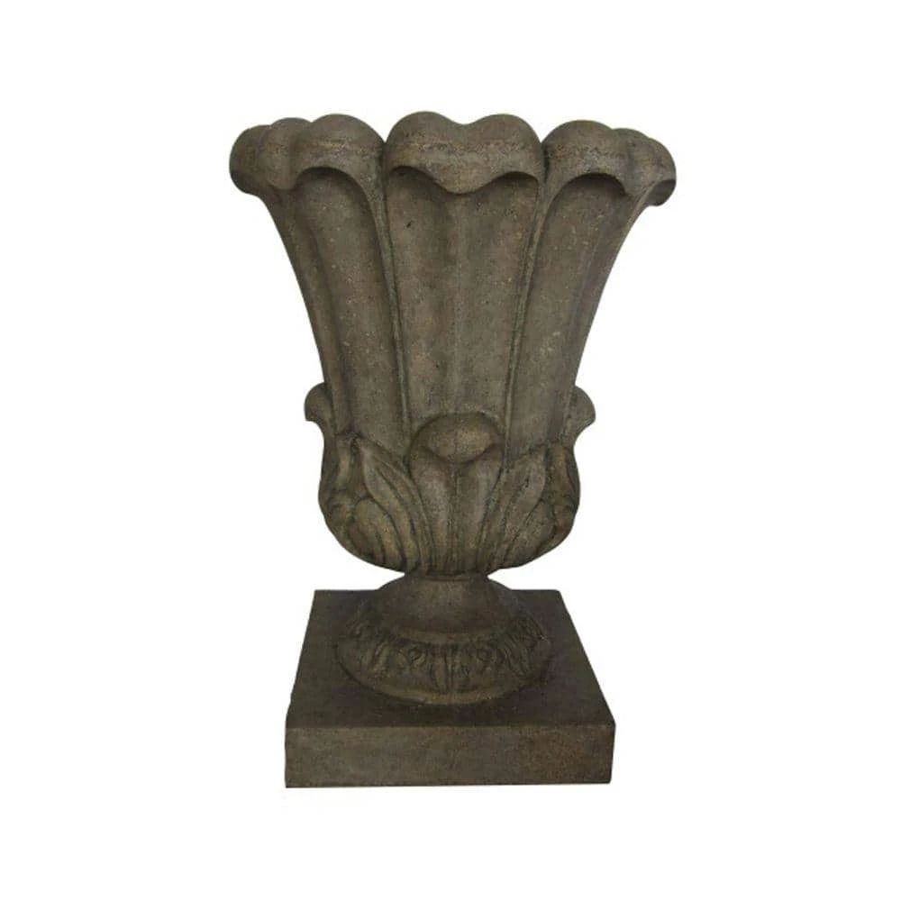 Outlet 🛒 MPG 20-1/2 in. x 29 in. Cast Stone Fiberglass Large Leaf Urn in Special Aged Granite 😉