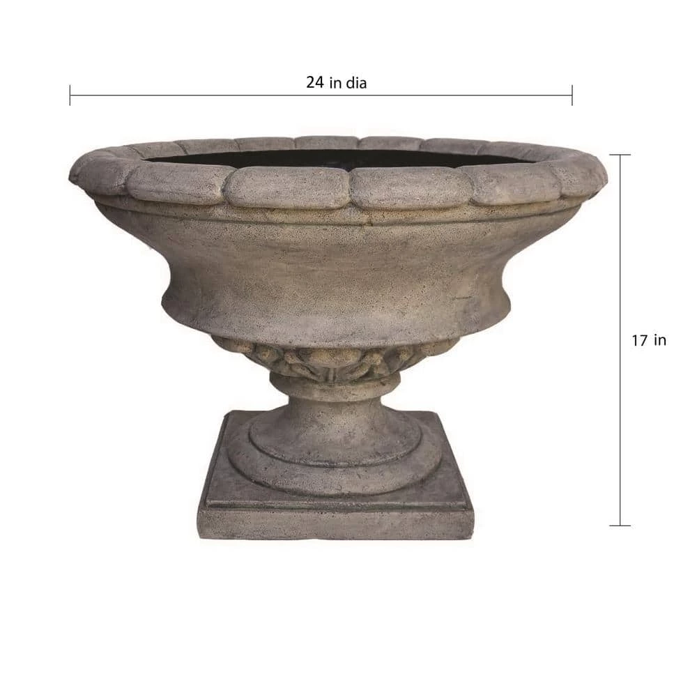Coupon 🌟 MPG 17 in. H Granite Cast Stone Fiberglass Low Urn ✨ - Image 4