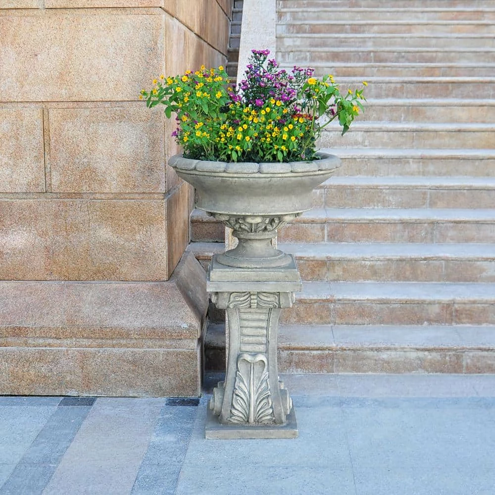Coupon 🌟 MPG 17 in. H Granite Cast Stone Fiberglass Low Urn ✨ - Image 3