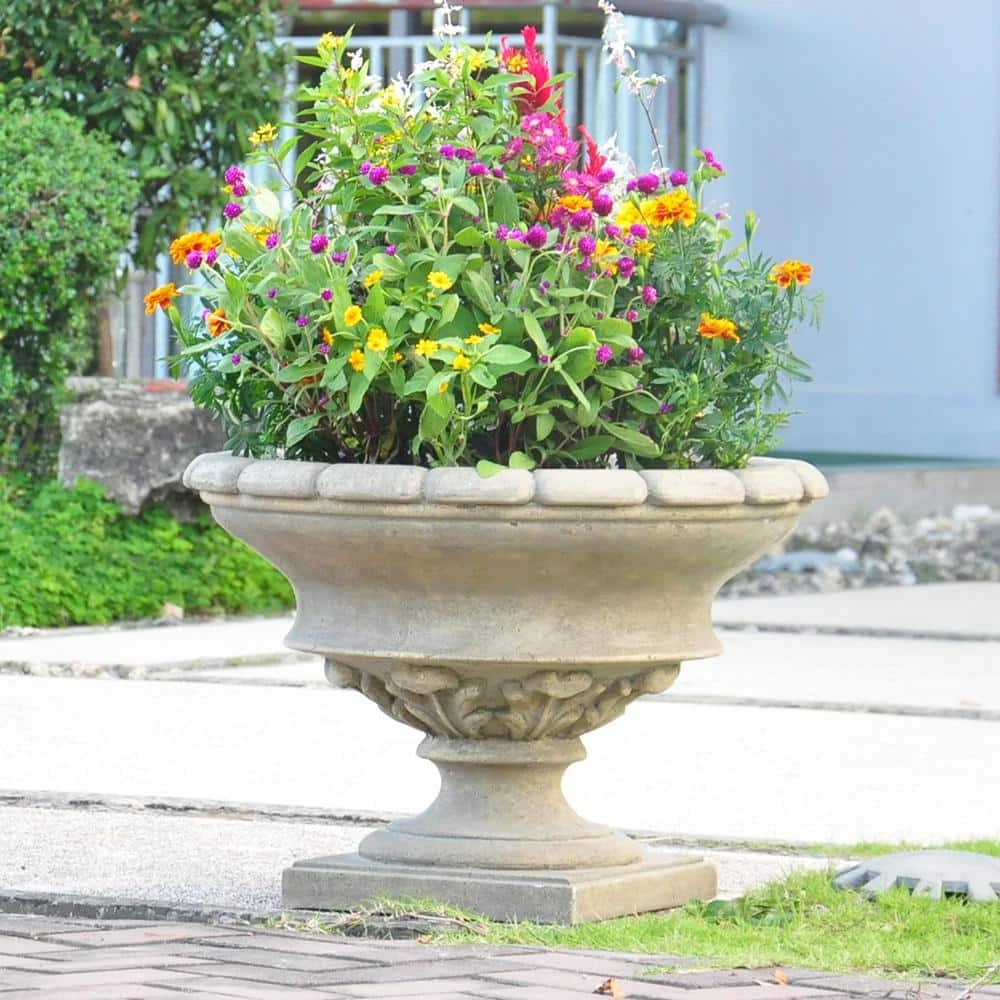 Coupon 🌟 MPG 17 in. H Granite Cast Stone Fiberglass Low Urn ✨ - Image 2