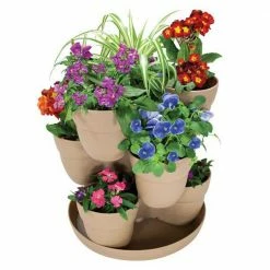 Top 10 🌟 Emsco 13 in. 3-Tier Resin Flower and Herb Vertical Gardening Planter in Sand 🔥