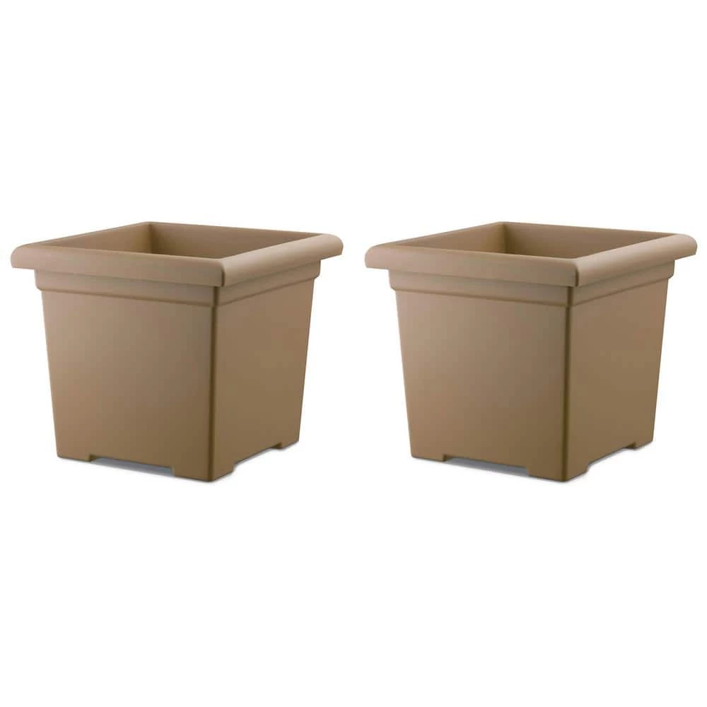 New π THEΒ HC COMPANIES 15.5 in. Tan Square Plastic Accent Planter (2-Pack) π