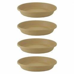 Best Sale 🔥 THE HC COMPANIES Classic 24 in. Tan Plastic Round Flower Pot Plant Saucer (4-Pack) ✨