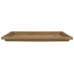 Discount ⌛ THE HC COMPANIES Farmhouse Venetian 24 in. Sandstone Rectangular Tan Plastic Flower Box Saucer 💯