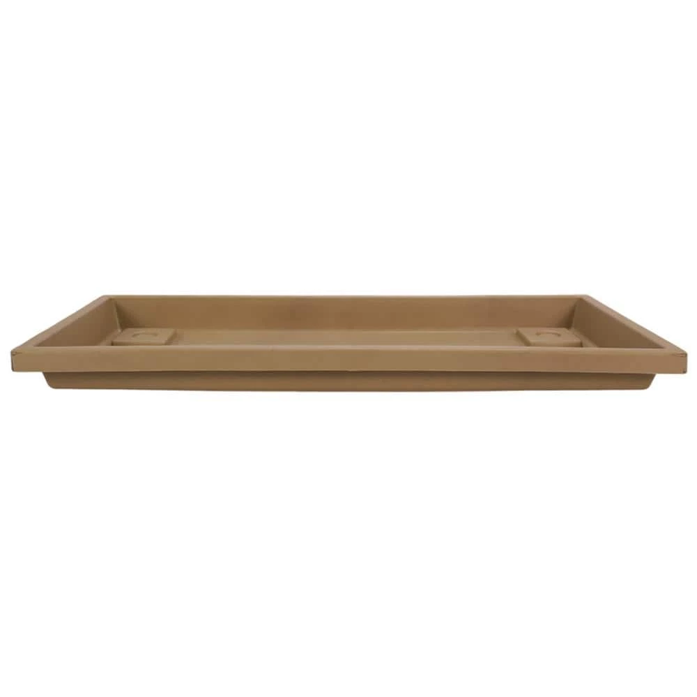 Discount ⌛ THE HC COMPANIES Farmhouse Venetian 24 in. Sandstone Rectangular Tan Plastic Flower Box Saucer 💯