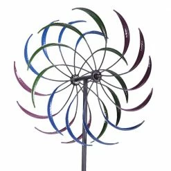Outlet 🧨 TIRAMISUBEST 16 in. x 16 in. x 79 in. Decorative Lawn Ornament Tri-Colored Rainbow Windmill 🔔
