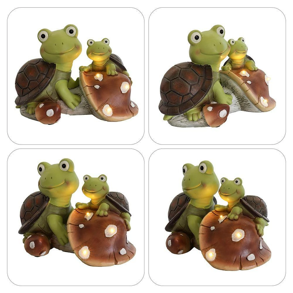 Discount ๐คฉ TIRAMISUBEST 7.4 in. H Outdoor Solar Powered Cute Frog Face Turtles Garden Statue โญ - Image 9