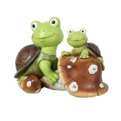 Discount 🤩 TIRAMISUBEST 7.4 in. H Outdoor Solar Powered Cute Frog Face Turtles Garden Statue ⭐