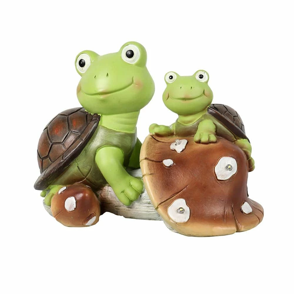 Discount ๐คฉ TIRAMISUBEST 7.4 in. H Outdoor Solar Powered Cute Frog Face Turtles Garden Statue โญ