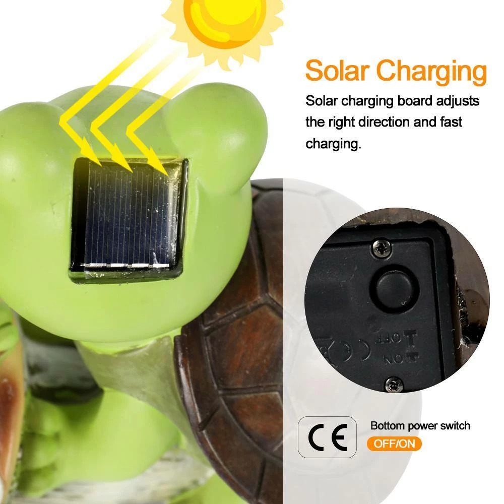 Discount ๐คฉ TIRAMISUBEST 7.4 in. H Outdoor Solar Powered Cute Frog Face Turtles Garden Statue โญ - Image 4