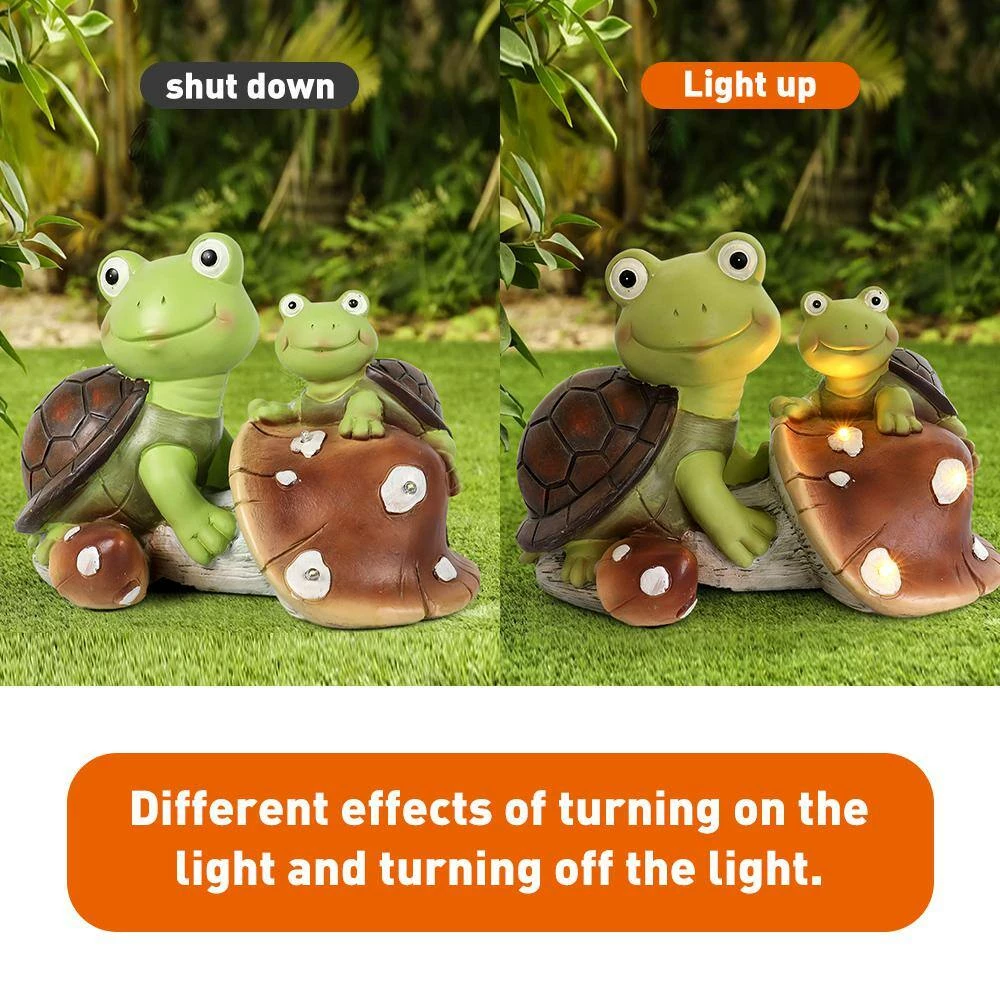 Discount ๐คฉ TIRAMISUBEST 7.4 in. H Outdoor Solar Powered Cute Frog Face Turtles Garden Statue โญ - Image 12