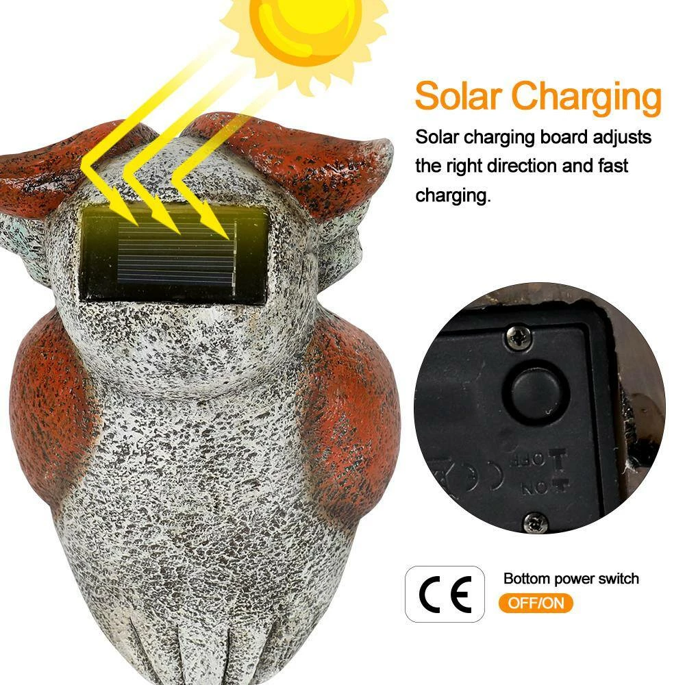 Wholesale 👍 TIRAMISUBEST 9.8 in. H Outdoor Solar Powered Cute Owl and Flowers Garden Statue ❤️ - Image 5