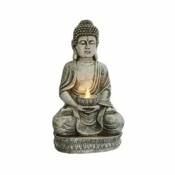 Buy π TIRAMISUBEST 7.8 in. x 7.8 in. x 14.1 in. Indoor/Outdoor Decor Meditating Sitting Buddha Garden Statue in Gray with Solar Light π₯°