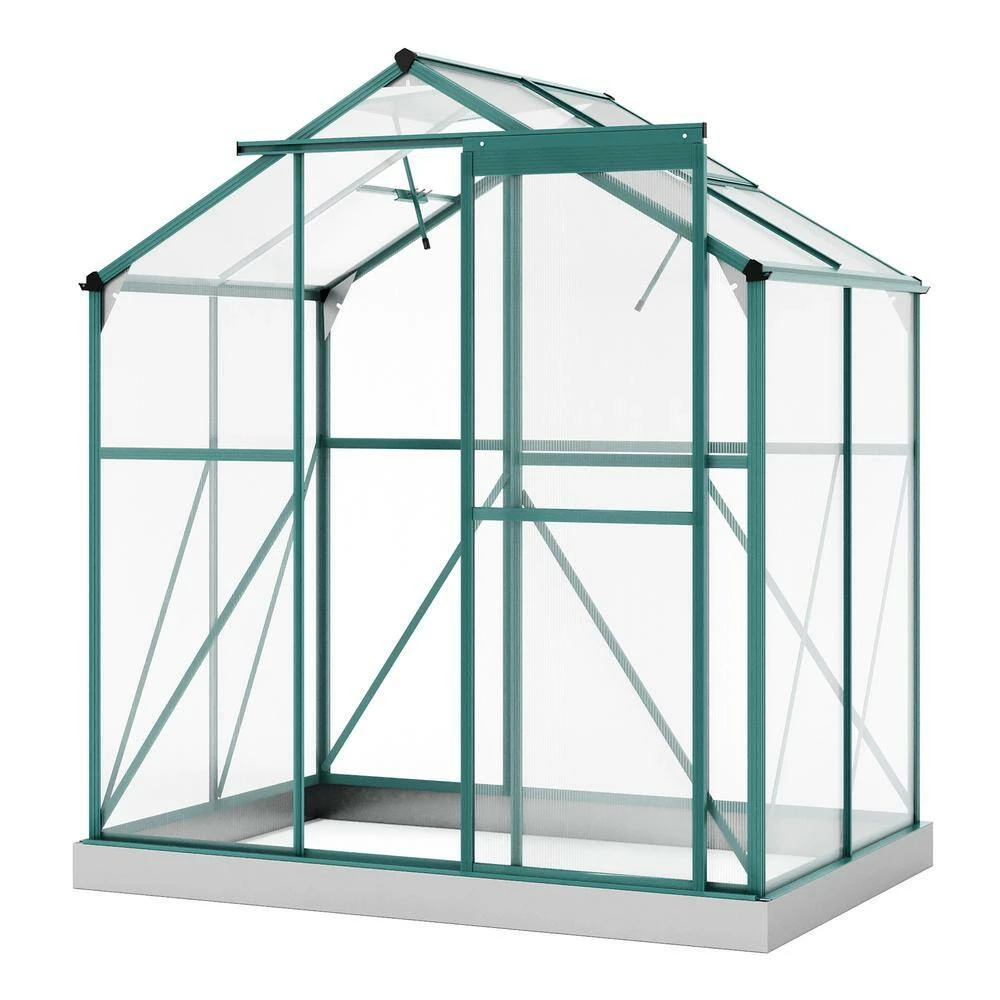 Budget โ๏ธ TIRAMISUBEST 6 ft. x 4 ft. x 7 ft. Aluminum Green Walk-In Polycarbonate Greenhouse with 2 Windows and Base โจ - Image 10