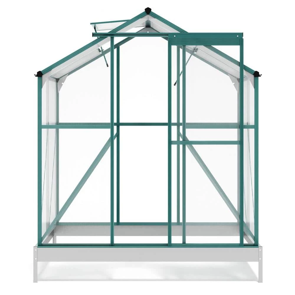 Budget โ๏ธ TIRAMISUBEST 6 ft. x 4 ft. x 7 ft. Aluminum Green Walk-In Polycarbonate Greenhouse with 2 Windows and Base โจ - Image 7