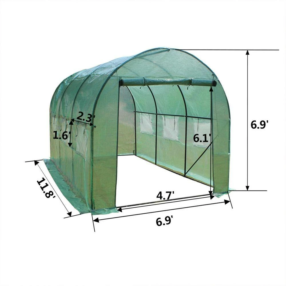 Cheap 🤩 TIRAMISUBEST 11.8 ft. x 6.9 ft. Green Heavy-Duty Greenhouse Garden Grow Tent 🎁 - Image 6