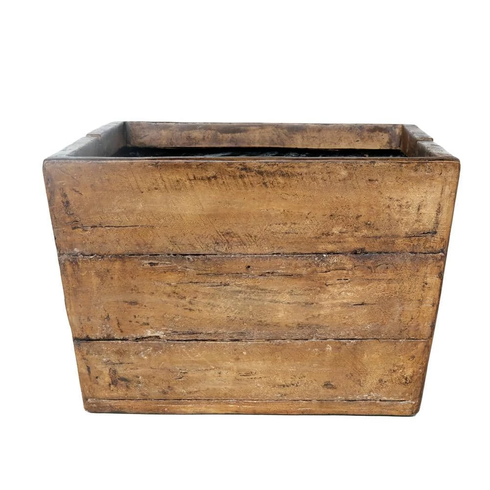 Cheap ๐ MPG 18 in. Square Cast Stone Fiberglass Faux Wood Mailbox Farmhouse Planter in a Weathered Wood Brown ๐