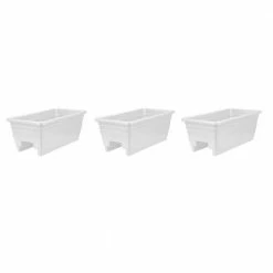 Best Pirce π THEΒ HC COMPANIES Heavy-Duty 24 in. W White Plastic Akro Deck Rail Box Planter with Plugs (3-Pack) π