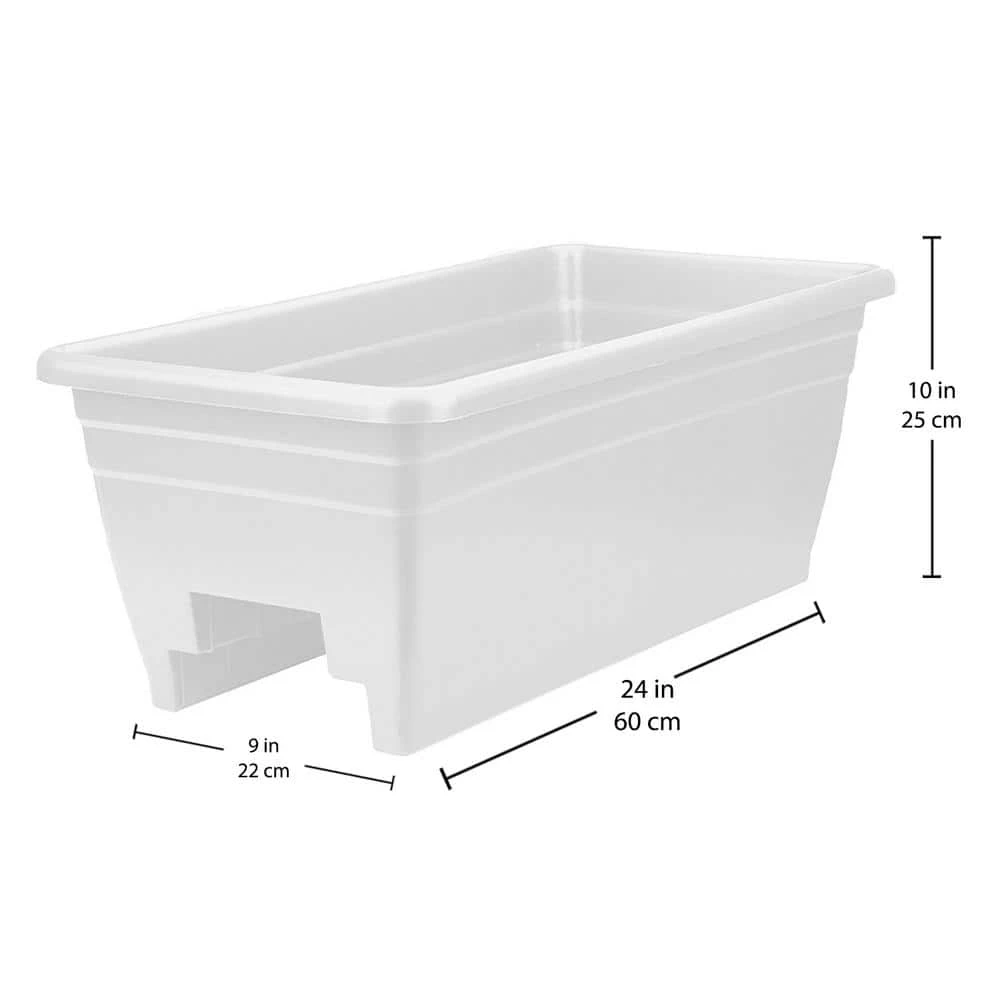 Best Pirce 😀 THE HC COMPANIES Heavy-Duty 24 in. W White Plastic Akro Deck Rail Box Planter with Plugs (4-Pack) ⭐ - Image 3