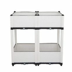 Promo 🛒 TIRAMISUBEST 16.93 in. x 15.75 in. x 15.75 in. White Plastic Planter Box (4-pack) 🔔