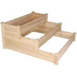 Deals 🎁 TIRAMISUBEST 47 in. x 47 in. x 21 in. Wood 3-Tier Raised Garden Bed Planter Box 🛒
